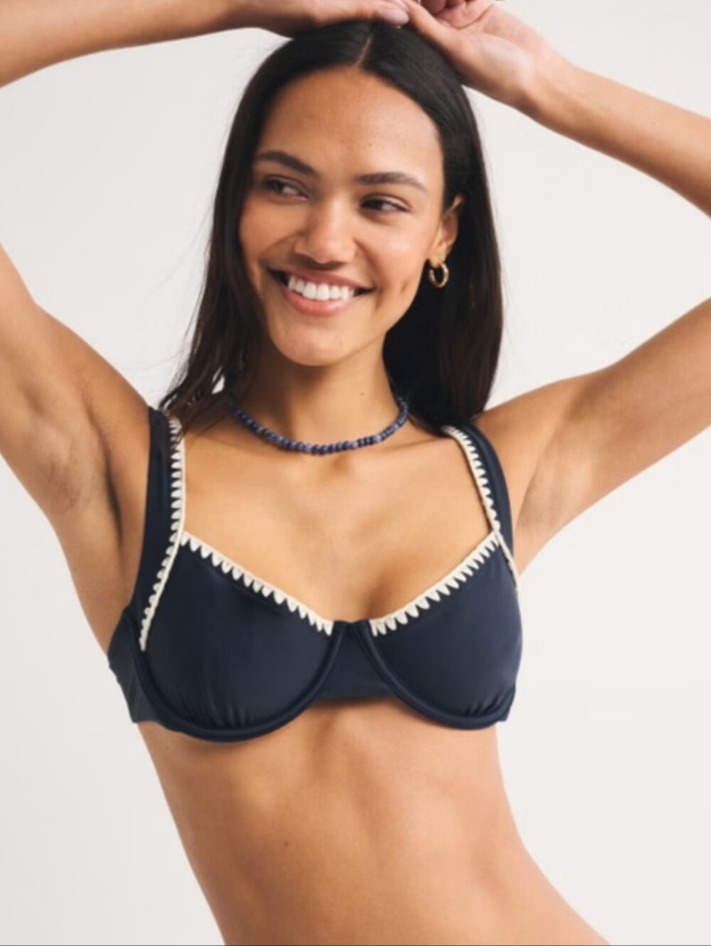 Abercrombie Wide Strap Underwire Bikini Top - Navy Blue
